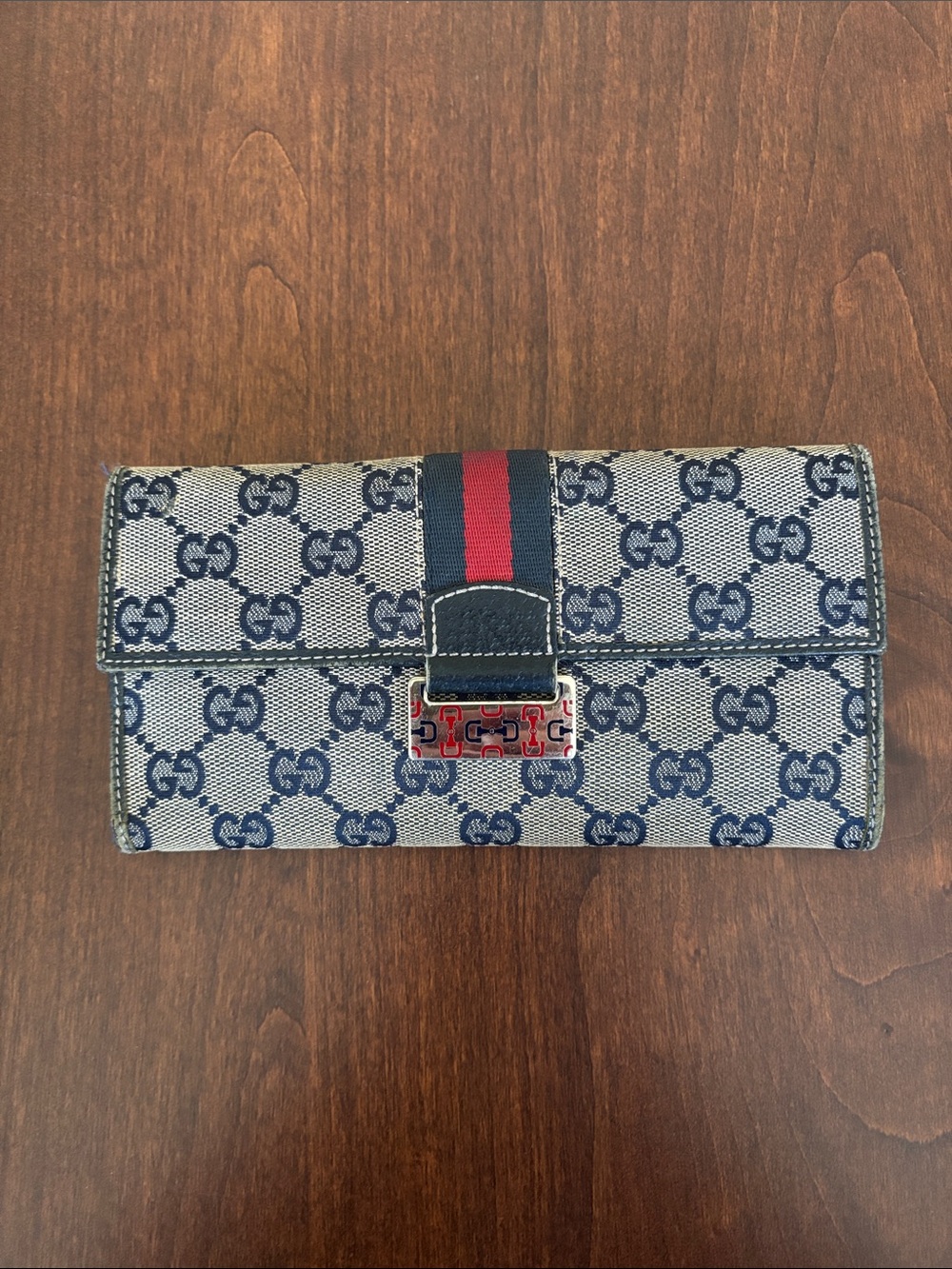 Gucci Beige and Black Monogram Wallet